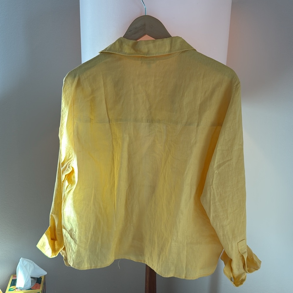 Donni Yellow Linen Button Up - image 4